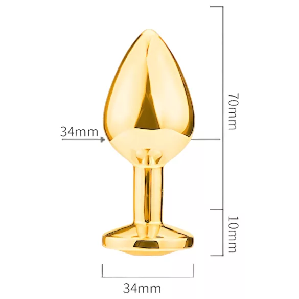 Sunfo - Gold Metal Anal Plug with Red Gem