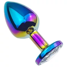 Sunfo - Metal Anal Plug with White Gem (Rainbow)