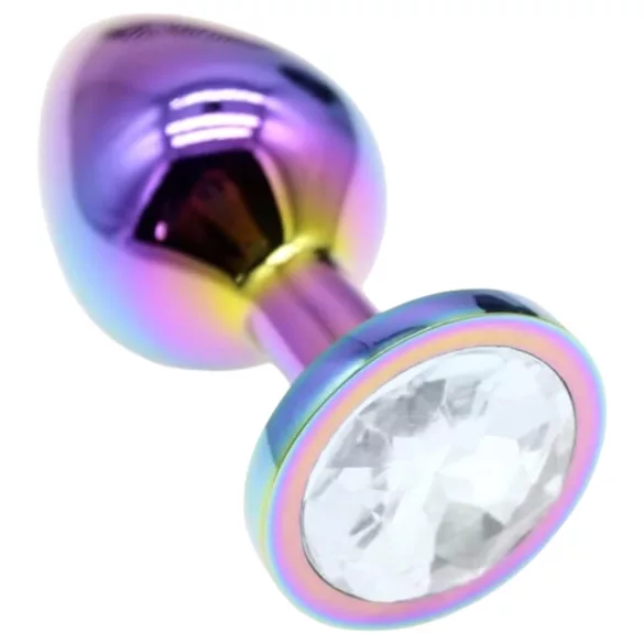 Sunfo - Metal Anal Plug with White Gem (Rainbow)