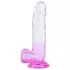 Sunfo - Suction Cup Dildo with Balls - 22cm (Clear Purple)