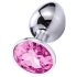 Sunfo - Metal Anal Plug with Pink Gem (Silver)