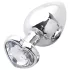 Sunfo - metal anal plug with heart-shaped jewel (silver-white)