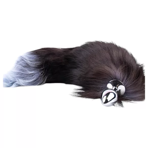 Sunfo - Silver-Black Metal Anal Plug with Fox Tail