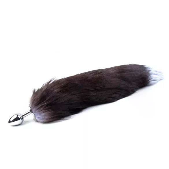 Sunfo - Silver-Black Metal Anal Plug with Fox Tail