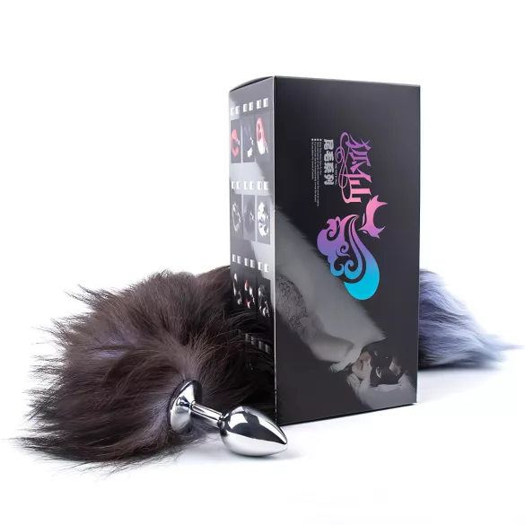 Sunfo - Silver-Black Metal Anal Plug with Fox Tail