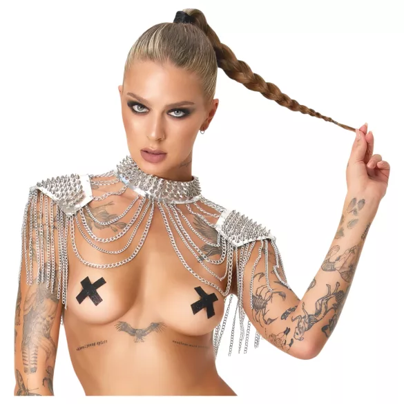 Bad Kitty - chain shoulder ornament (silver)