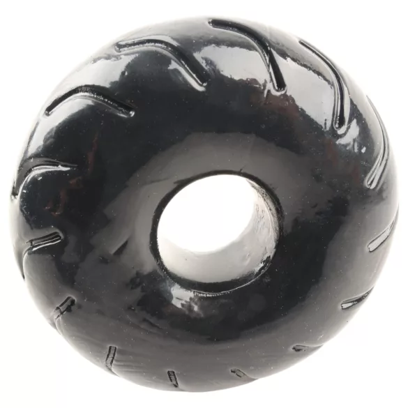 Pulselock Forge - black wheel-patterned TPE penis ring (19 mm)