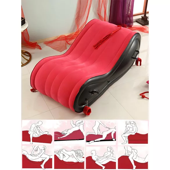 Magic Pillow - Inflatable BDSM Sex Furniture with Cuffs - Large (Red)
