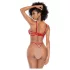 Mapalé - 3-Piece Cutout Bra Set (Red-Natural) - (S/M)