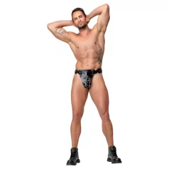 ZADO - black leather chastity thong with 2 padlocks (S-2XL)