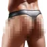 Shiny Men's Thong with Sheer Insert (Black) - XL