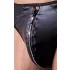 Svenjoyment - Shiny Men's Thong with Rhinestone Zipper (Black)