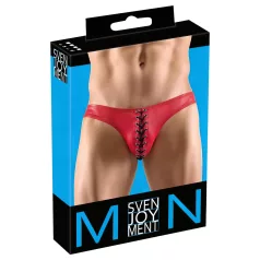 Svenjoyment - Black Lace-up Men's Briefs (Red) - M