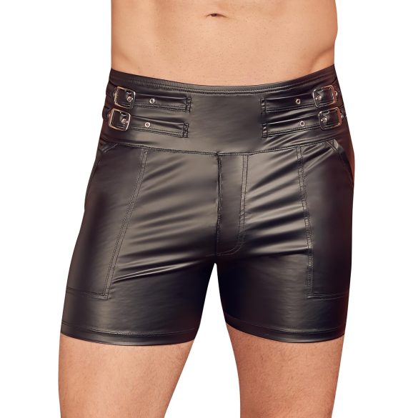 NEK - Men's Long Black Shorts with Metal Buckle