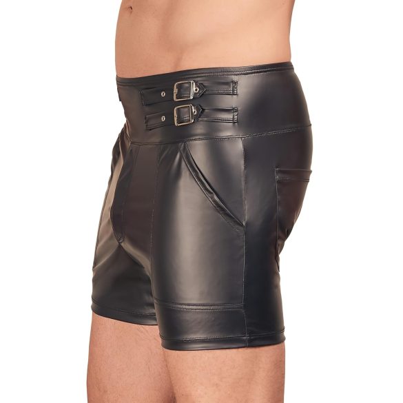 NEK - Men's Long Black Shorts with Metal Buckle
