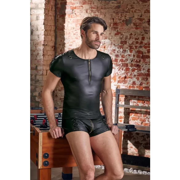 NEK - Matte Finish Men's Black Short Sleeve Top - L
