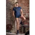 NEK - Men's Black Lace-Up Top with Fishnet Details (Blue) - M