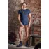 NEK - Men's Black Lace-Up Top with Fishnet Details (Blue) - L
