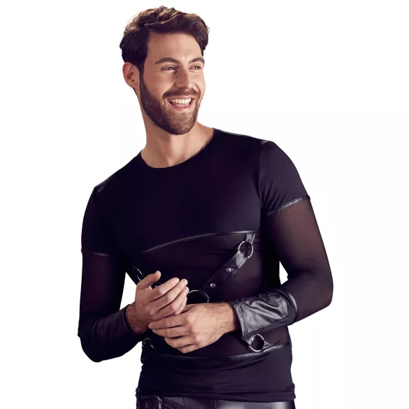NEK - Cross-Strap Long Sleeve Men's Top (Black) - XL
