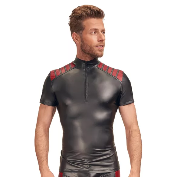 NEK - Men's Black Zip-Up Jacket with Red Accents - L