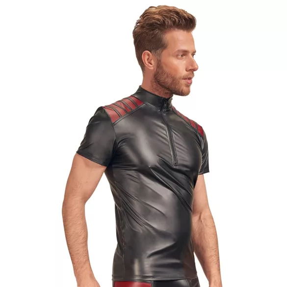 NEK - Men's Black Zip-Up Jacket with Red Accents - L
