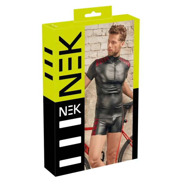 NEK - Men's Black Zip-Up Jacket with Red Accents - XL