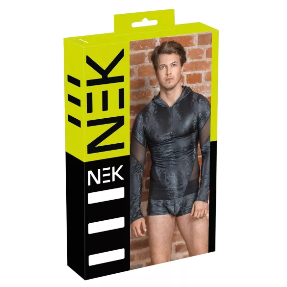 NEK - Men's Black Hoodie with Snake Print