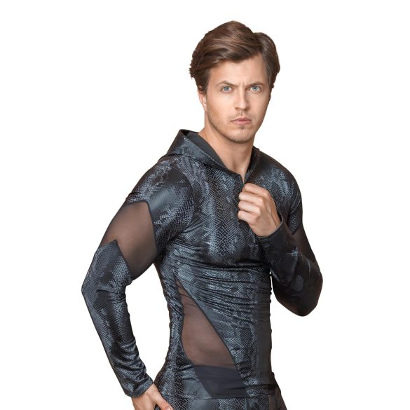 NEK - Men's Black Hoodie with Snake Print - M