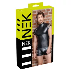 NEK - Men's Black Top with Studs and Fishnet Details