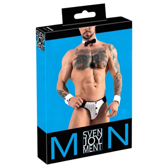 Svenjoyment - Men's Waiter Thong Costume Set (Black & White) - XL