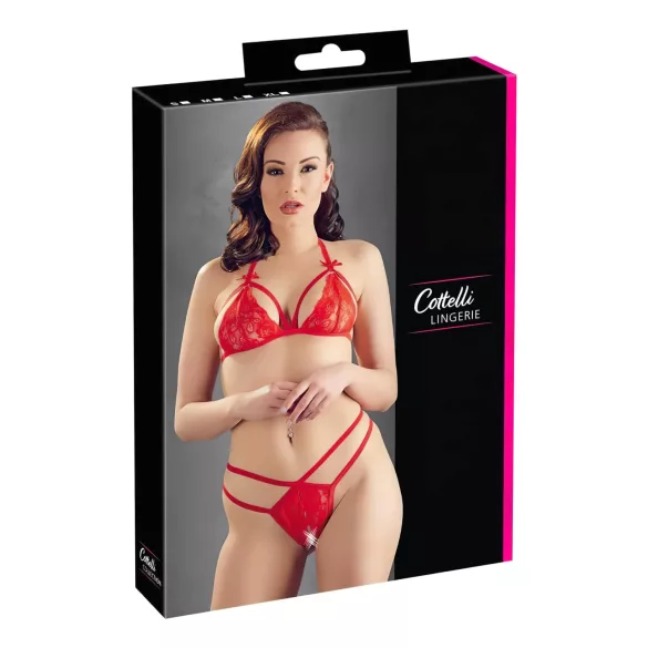 Cottelli - Open Lace Bra Set (Red) - XL