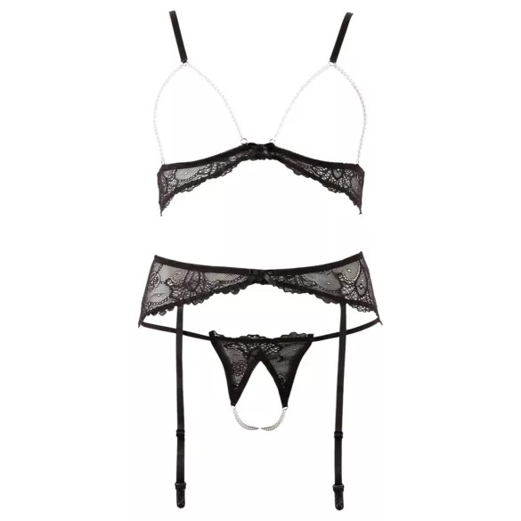 Abierta Fina - Pearl Lace Lingerie Set - L