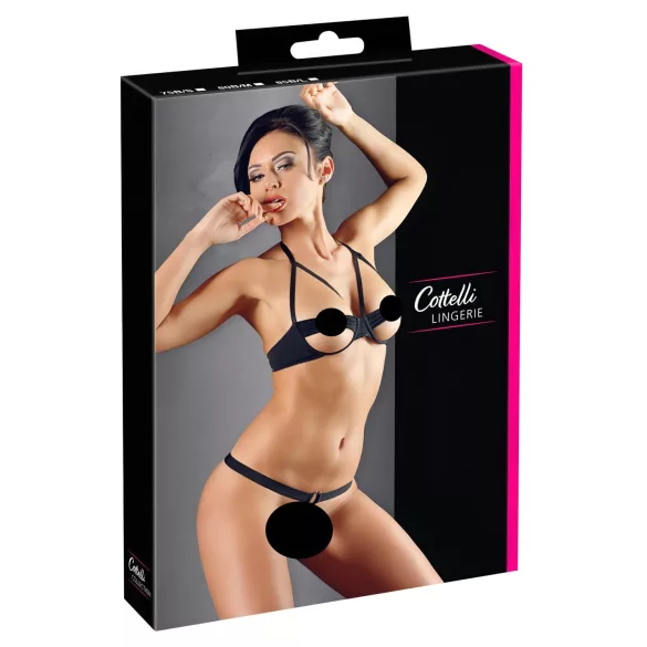 Cottelli - Black Metal Ring Bra Set - 85B/L