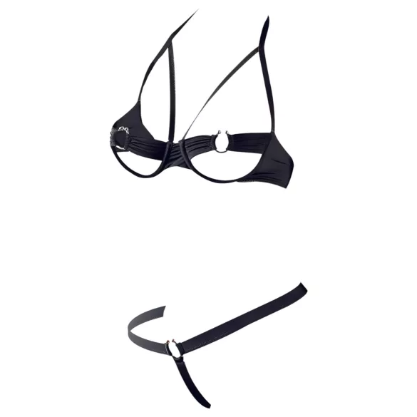 Cottelli - Black Metal Ring Bra Set - 85B/L
