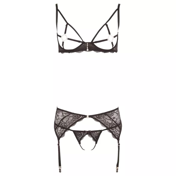 Abierta Fina - Sparkling Lace Enchantment - Bra Set (Black)