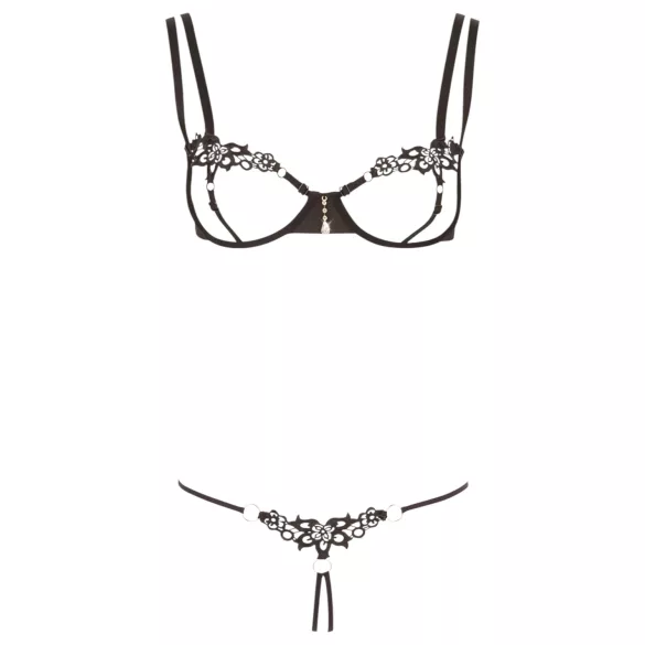 Cottelli - Glittering Embroidered Bra Set (Black)  - M