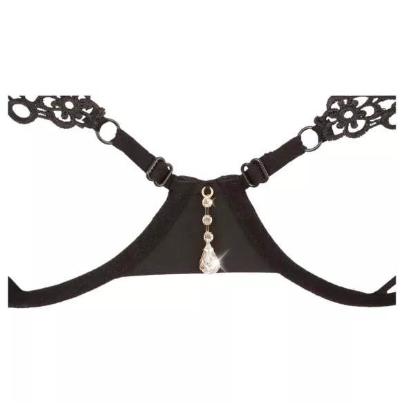 Cottelli - Glittering Embroidered Bra Set (Black)  - L