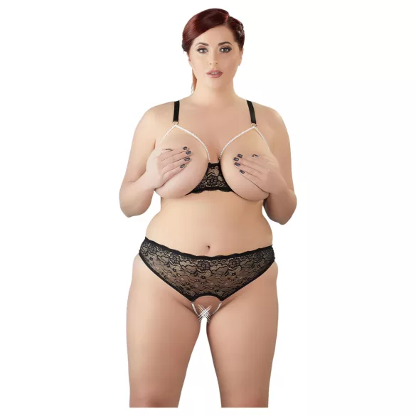 Cottelli Plus Size - Beaded Bra Set (Black)