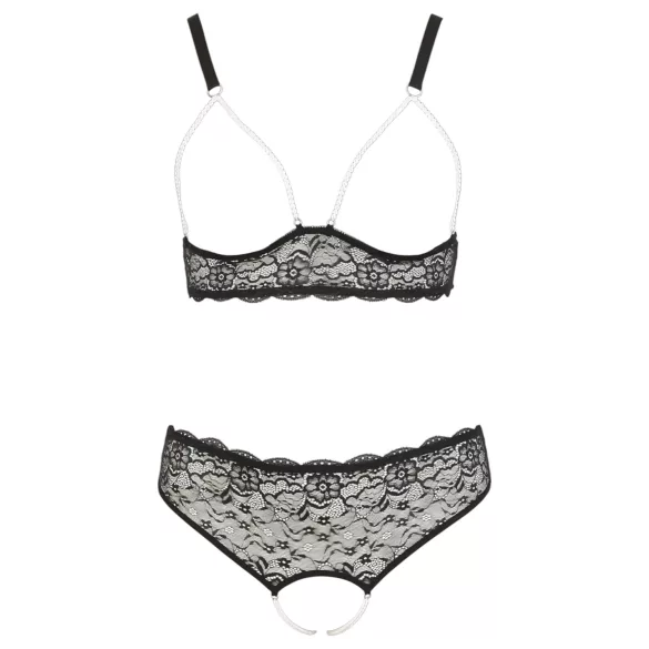 Cottelli Plus Size - Beaded Bra Set (Black)  - XL