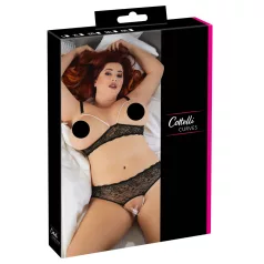 Cottelli Plus Size - Beaded Bra Set (Black)  - 3XL