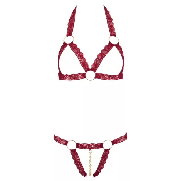 Cottelli - Metallic Ring Open Bra Set (Red)