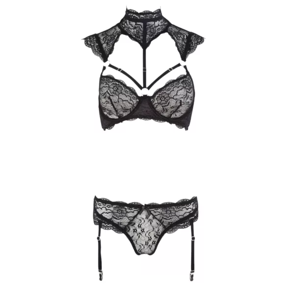 Cottelli - Lace Bra Set with Collar (Black) - 85B/L