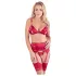 Abierta Fina - Sparkling Chain Lingerie Set (Red) - L