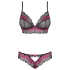 Obsessive Tulia - Lace Lingerie Set (Black-Pink)