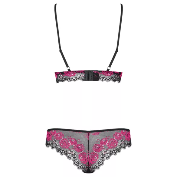 Obsessive Tulia - Lace Lingerie Set (Black-Pink) - L/XL