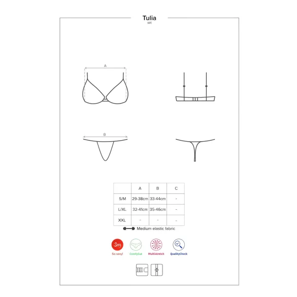 Obsessive Tulia - Lace Lingerie Set (Black-Pink) - L/XL