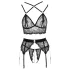 Abierta Fina - Lace Lingerie Trio (Black)