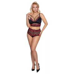 Cottelli Curvies - Black Floral Lace Lingerie Set - 2XL