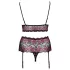 Cottelli Curves - Floral Open Bra Set (Black) - 3XL/4XL