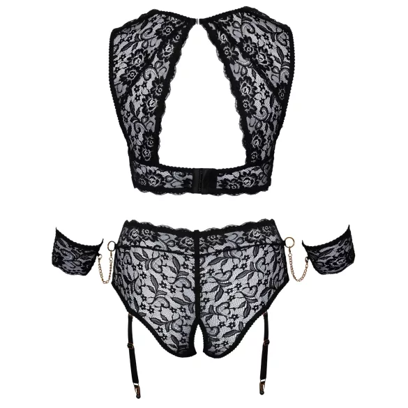 Cottelli Bondage Plus Size - Lace Bra Set (Black) - 3XL